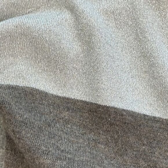Banana Republic Factory Merino Wool Color Block Metallic Silver Gray Sweater - Picture 6 of 10